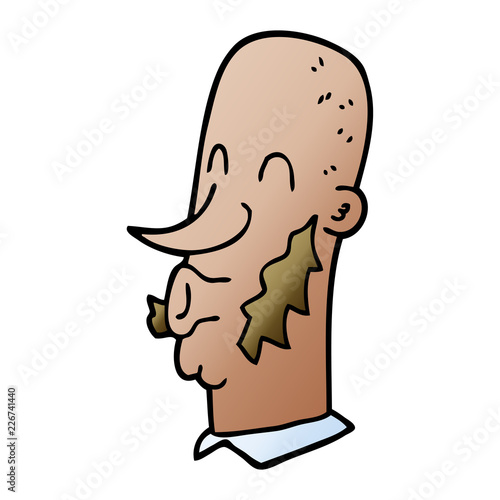 cartoon doodle man with muttonchop facial hair