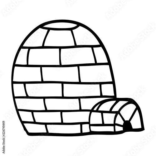 line drawing cartoon ice igloo