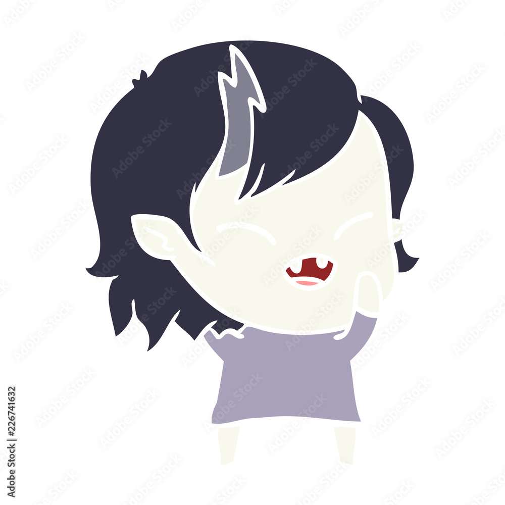 flat color style cartoon laughing vampire girl flat color style cartoon laughing vampire girl