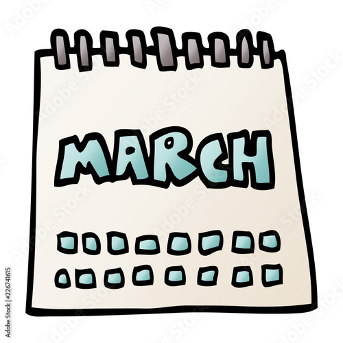 cartoon doodle calendar showing month of march