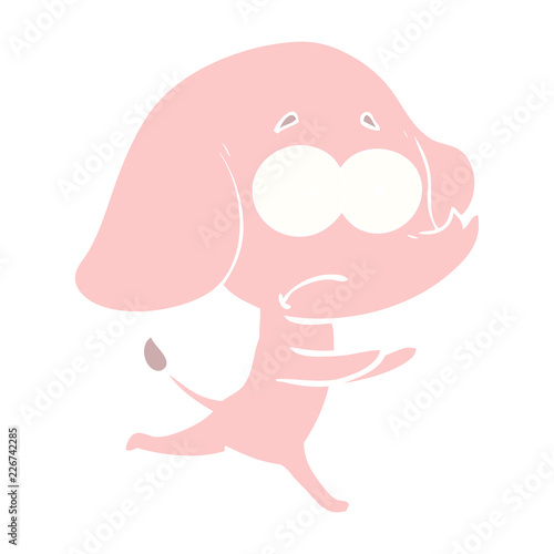 flat color style cartoon unsure elephant running away