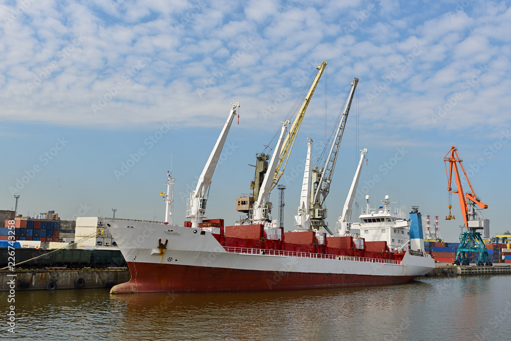 Cargo vessel in port