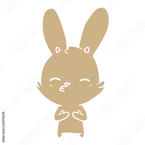 curious bunny flat color style cartoon