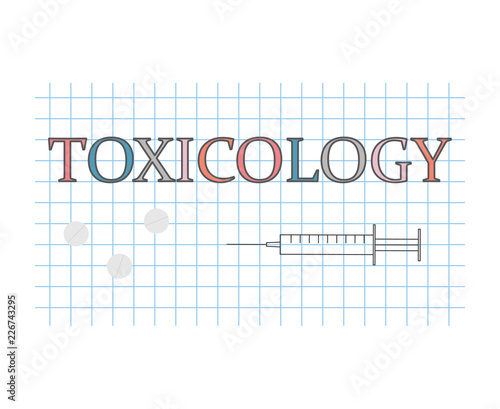 toxicology word on checkered paper sheet- vector illustration