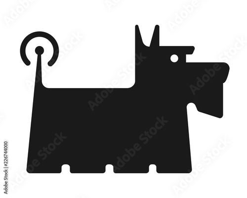 Simple geometric Scottish Terrier. Flat vector illustration, logo template.