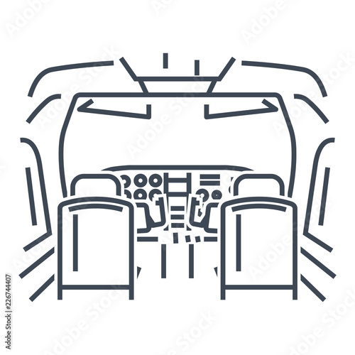 thin line icon interior of cockpit private airplane