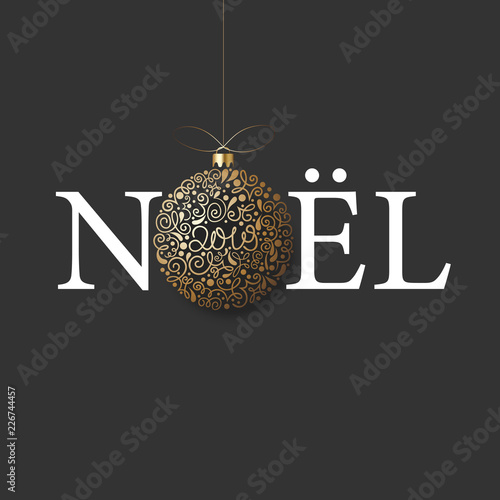 Merry Christmas 2019 card with gold Christmas ball.