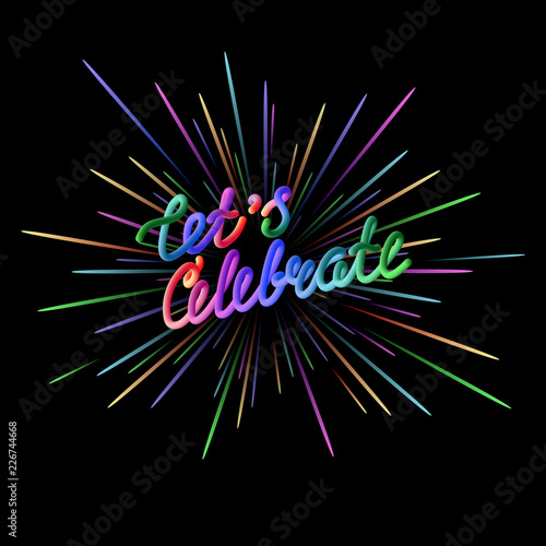 Let's celebrate. Black card with colorful firework.