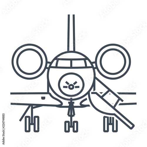 thin line icon private business jet airplane