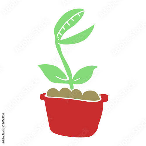 flat color illustration of a cartoon venus fly trap