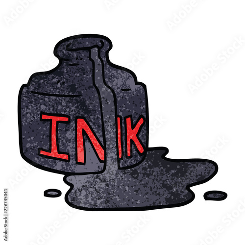 cartoon doodle spilled ink bottle