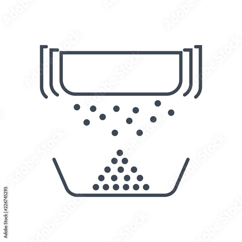 thin line icon sieve, kitchen utensils for sifting, industrial