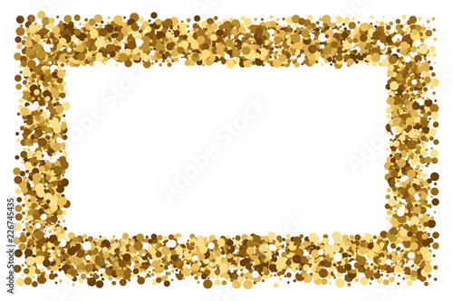 Gold frame glitter texture isolated on white background.