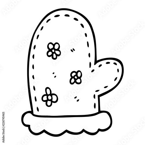 line drawing cartoon oven mitts