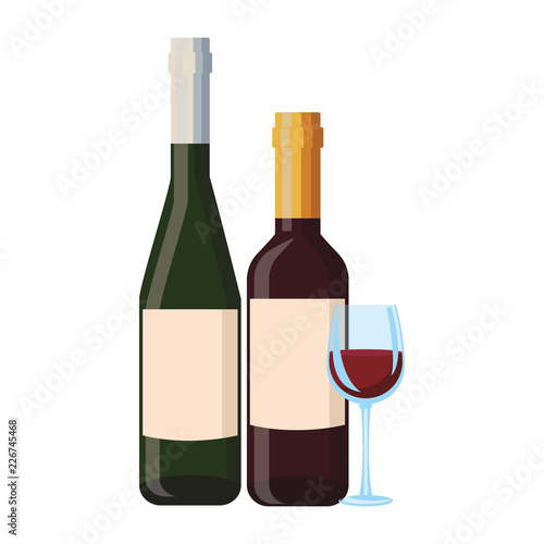 Wine bottles and cup