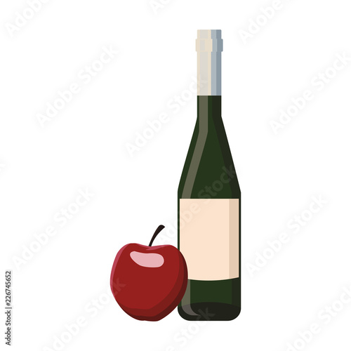 Wine bottle and apple