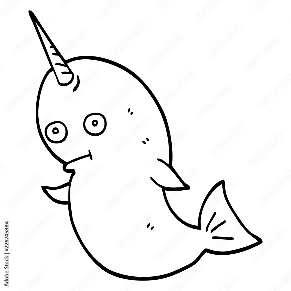 line drawing cartoon narwhal line drawing cartoon narwhal