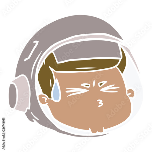 flat color style cartoon stressed astronaut face