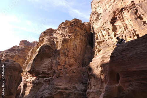 Rock formations in the old city of Petra  Jordan