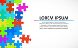 Colorful jigsaw puzzle. Blank simple background. Vector illustration
