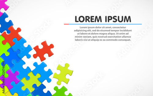 Colorful jigsaw puzzle. Blank simple background. Vector illustration