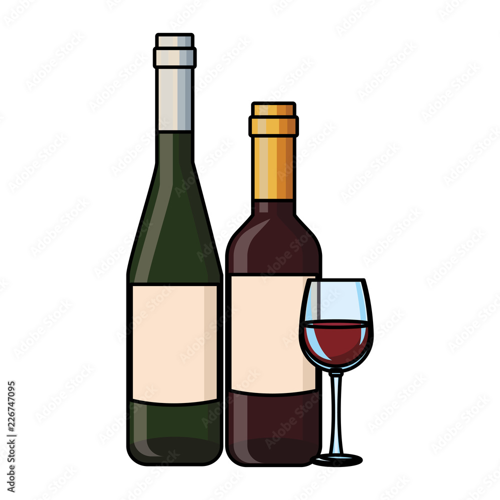 Obraz premium Wine bottles and cup