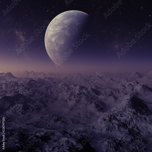Fototapeta Naklejka Na Ścianę i Meble -  3d rendered Space Art: Alien Planet - A Fantasy Landscape