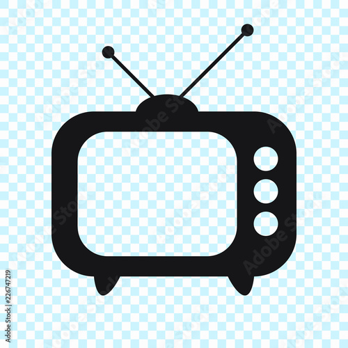 Retro TV icon in flat style, black and white retro TV icon, Vector illustration of Retro TV icon for you design.