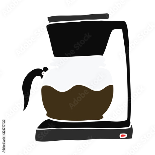 cartoon doodle coffee filter machine