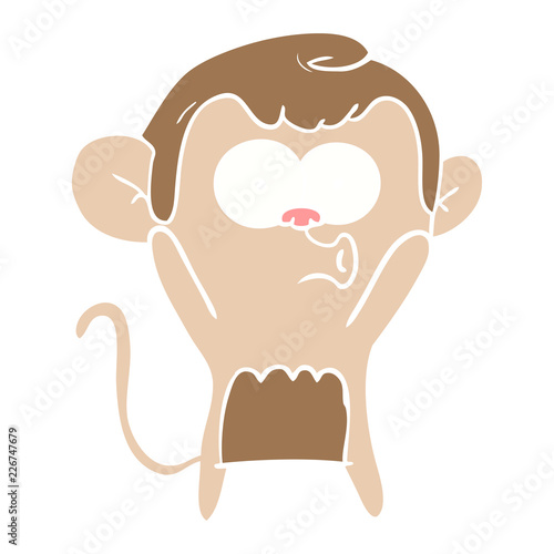 flat color style cartoon surprised monkey