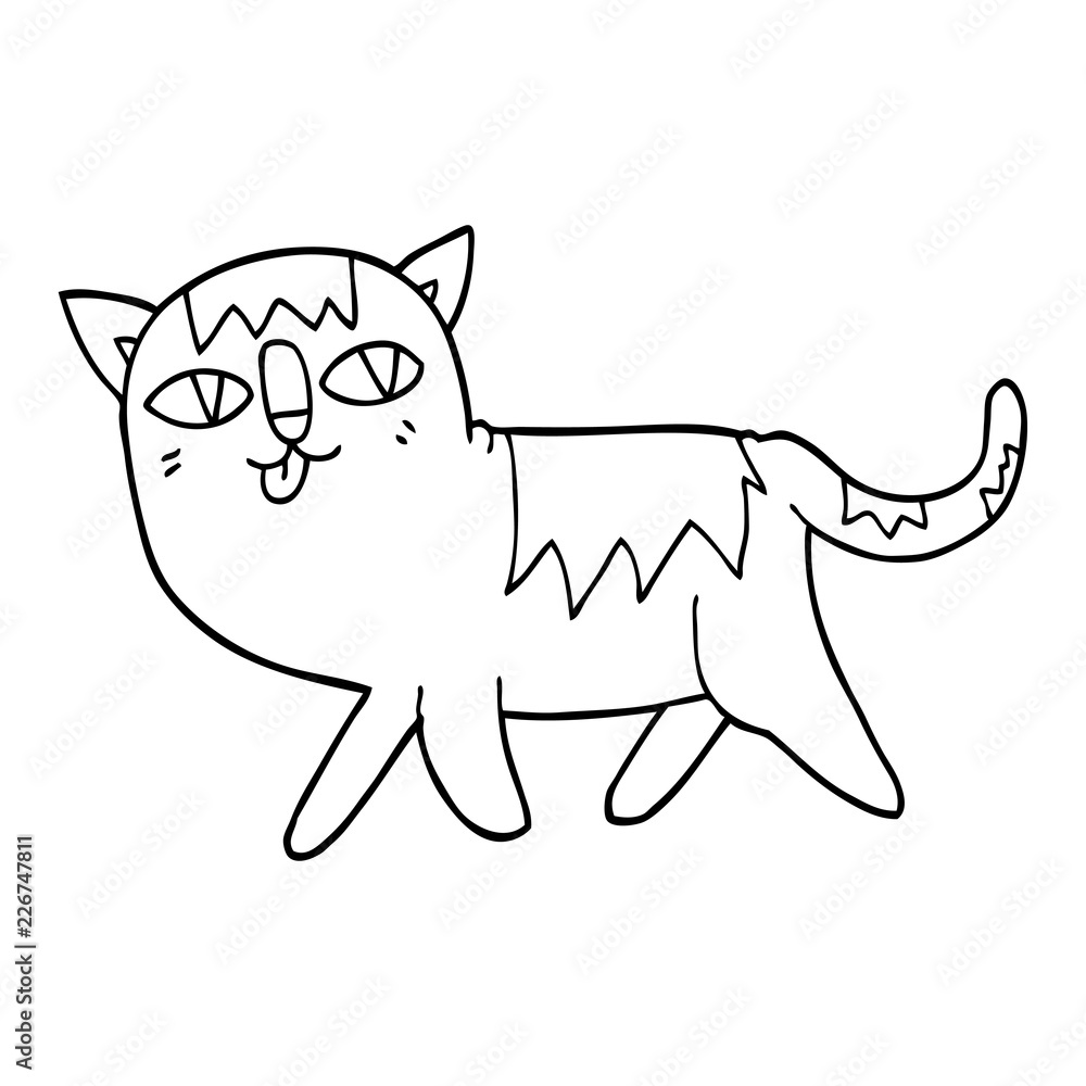 line drawing cartoon funny cat line drawing cartoon funny cat