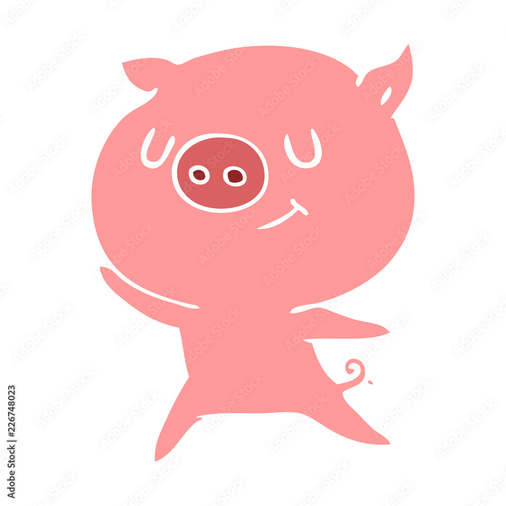 happy flat color style cartoon pig happy flat color style cartoon pig