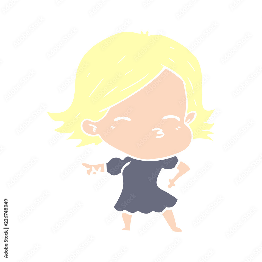 flat color style cartoon woman pointing flat color style cartoon woman pointing