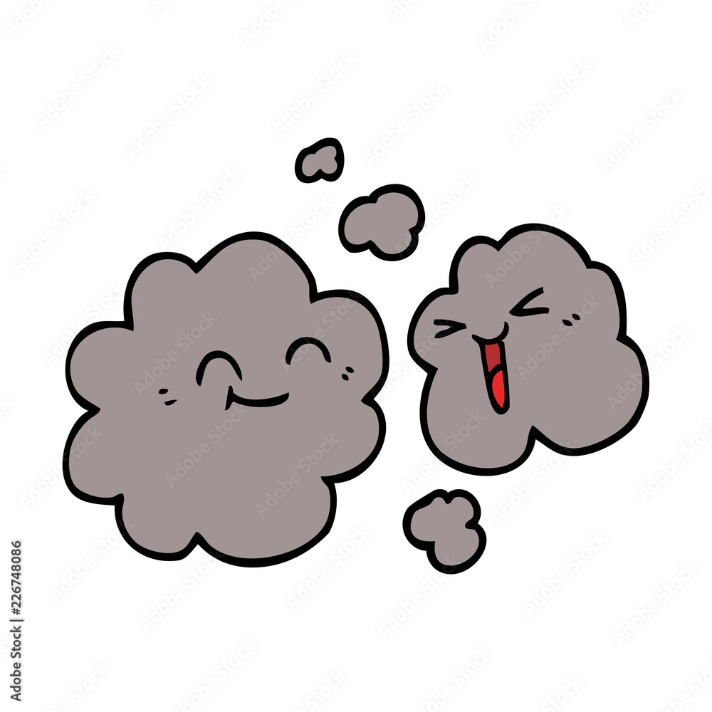 cartoon doodle of happy grey smoke cartoon doodle of happy grey smoke