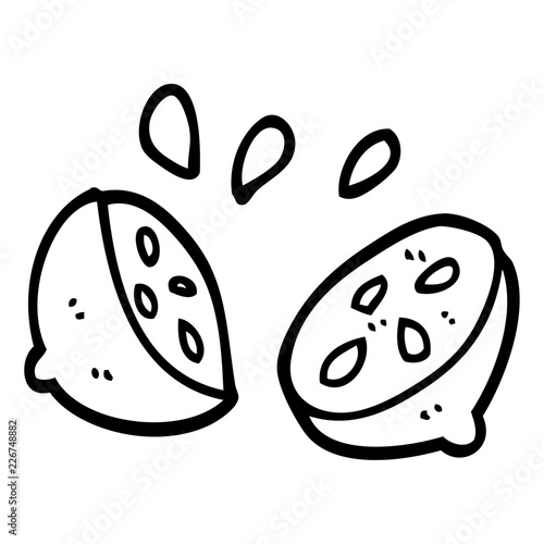 line drawing cartoon halved lemon