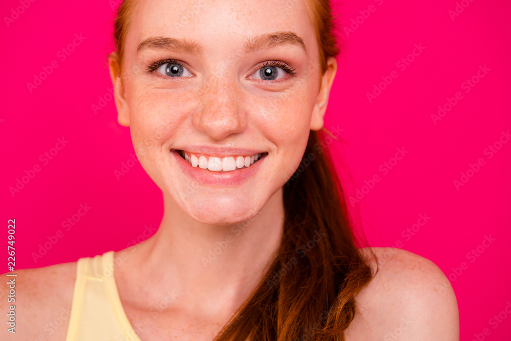 Close-up portrait of nice cute lovely charming attractive cheerf Close-up portrait of nice cute lovely charming attractive cheerf