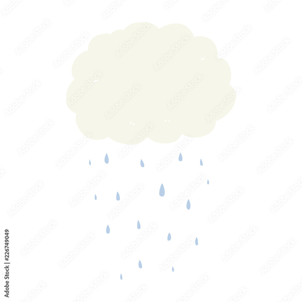 flat color style cartoon rain cloud