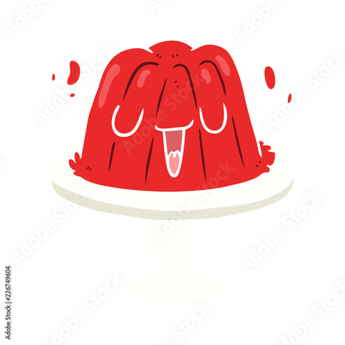 flat color style cartoon jelly on plate wobbling