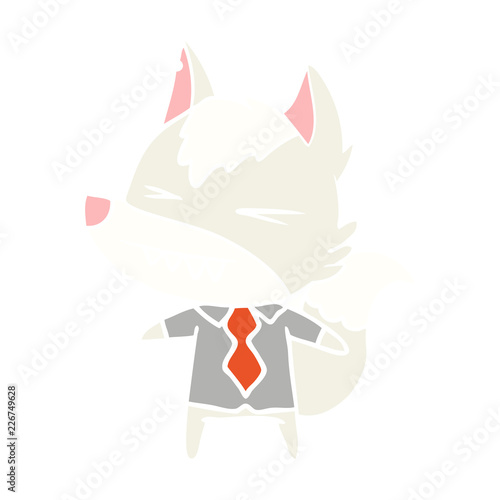 angry wolf boss flat color style cartoon