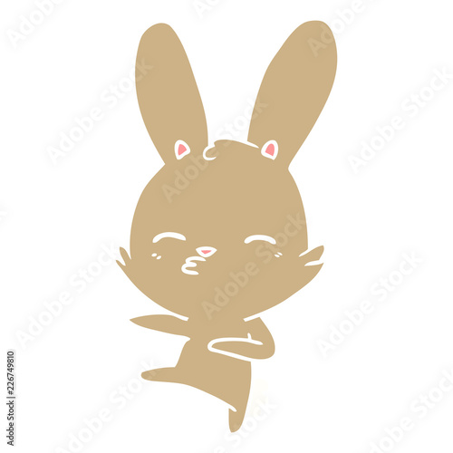 curious bunny flat color style cartoon