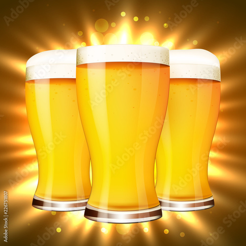 Glass of beer isolated on white background. Vector illustration