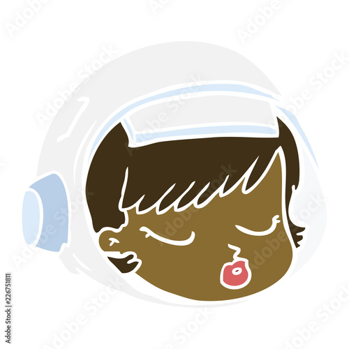 flat color style cartoon astronaut face