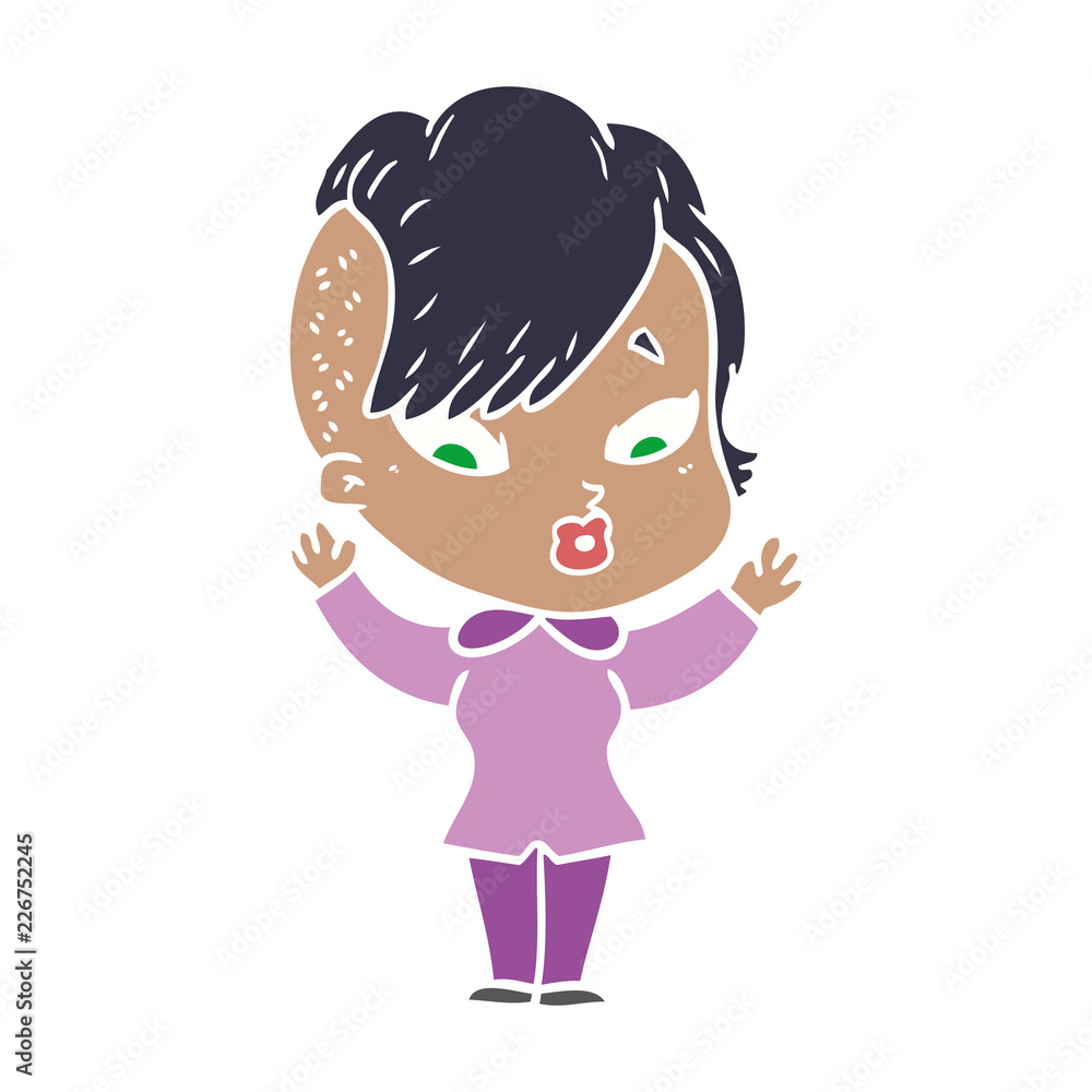 flat color style cartoon surprised girl flat color style cartoon surprised girl