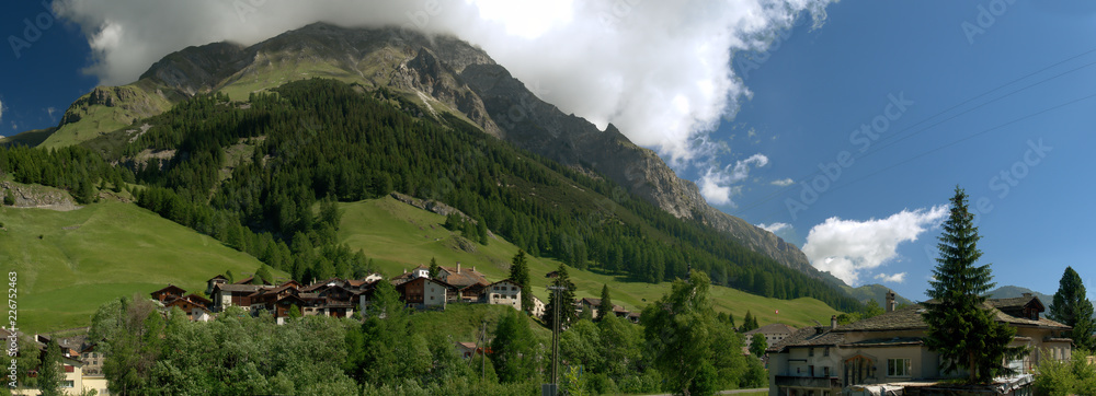 Landscape around village of Splügen, Grisons in the Swiss Alps