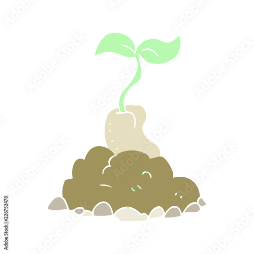 flat color illustration of a cartoon sprouting seed