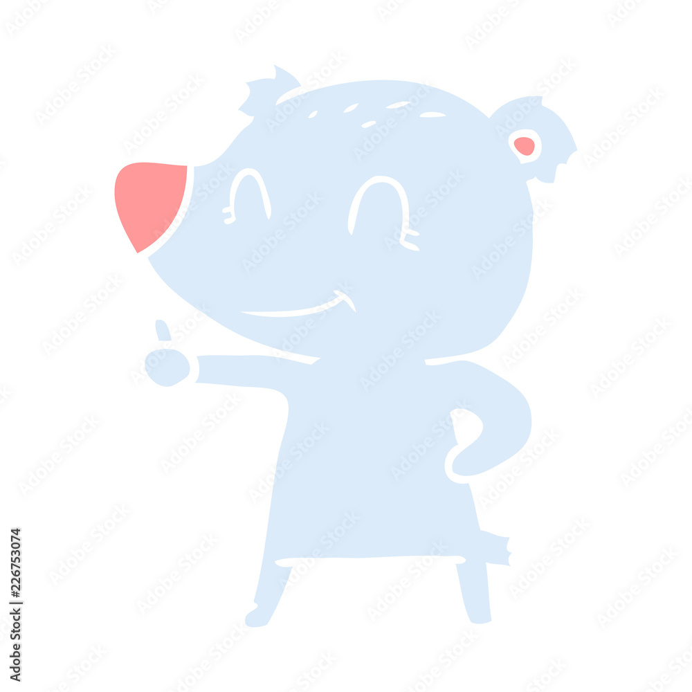 Obraz premium flat color style cartoon bear giving thumbs up sign