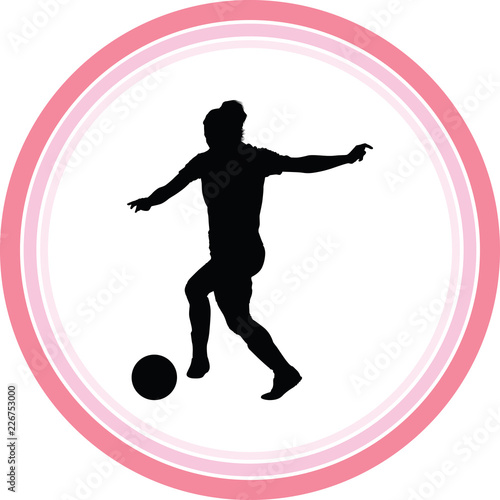 soccer women silhouette. girl player vector