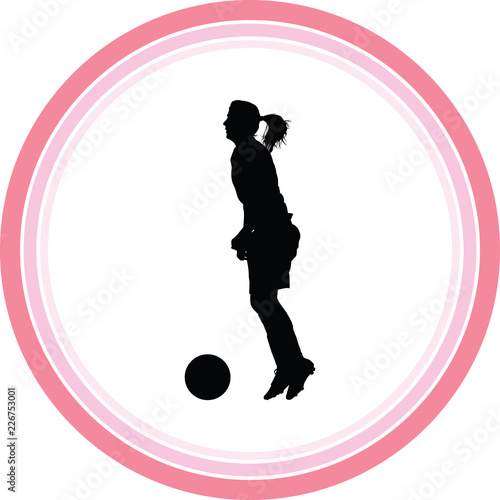 soccer women silhouette. girl player vector