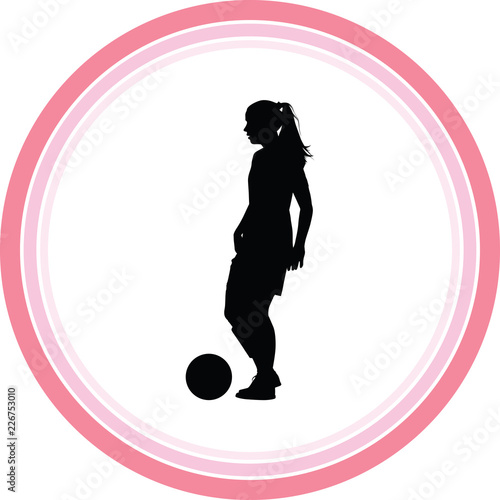 soccer women silhouette. girl player vector