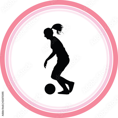 soccer women silhouette. girl player vector